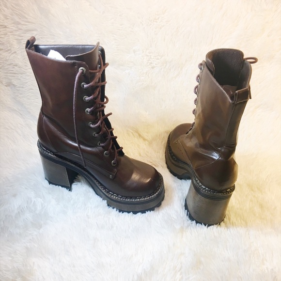 brown platform combat boots